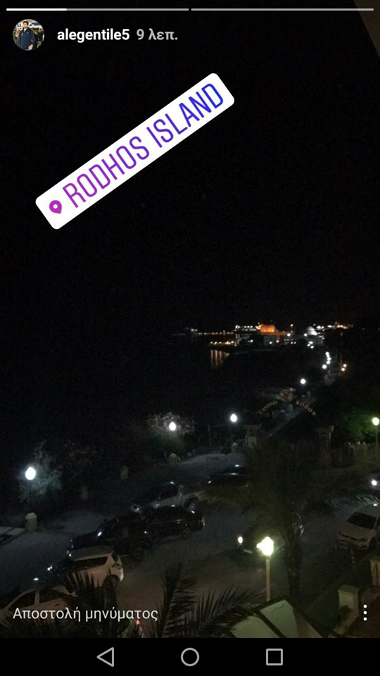 Ενθουσιασμένος με τη Ρόδο ο Τζεντίλε - Το post στο Instagram