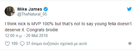 Τζέιμς: «Ο Καλάθης είναι ο MVP 100%, αλλά...»