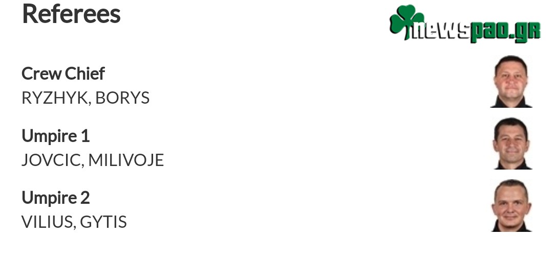 Οι διαιτητές του Βαλένθια - Παναθηναϊκός