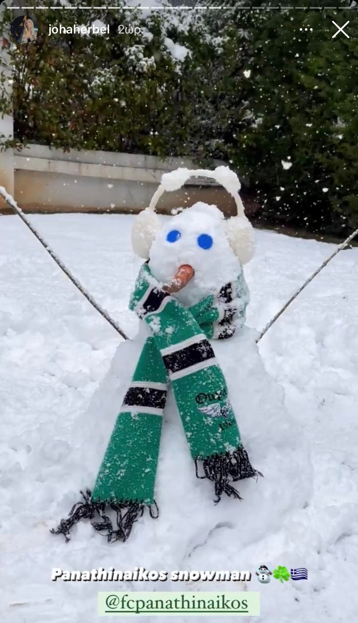 Έφτιαξε χιονάνθρωπο για τον Παναθηναϊκό ο Παλάσιος (pic)
