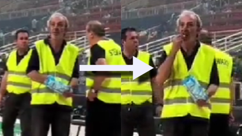 Σεκιουριτάς το έριξε στα... πατατάκια μετά τη διακοπή του ντέρμπι στο ΟΑΚΑ (vid)