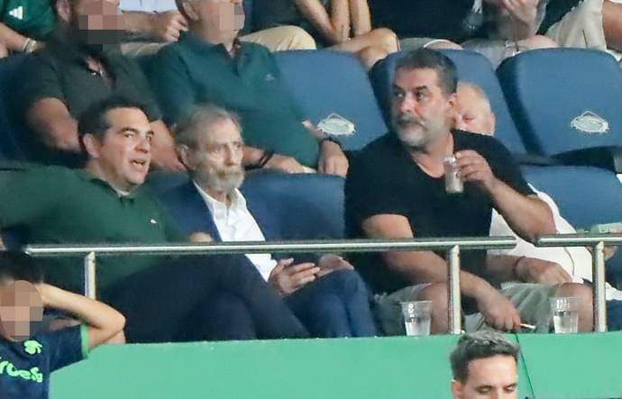 Βαρδινογιάννης, Τσίπρας και Μπισμπίκης είδαν μαζί το Παναθηναϊκός - Μπράγκα στο ΟΑΚΑ