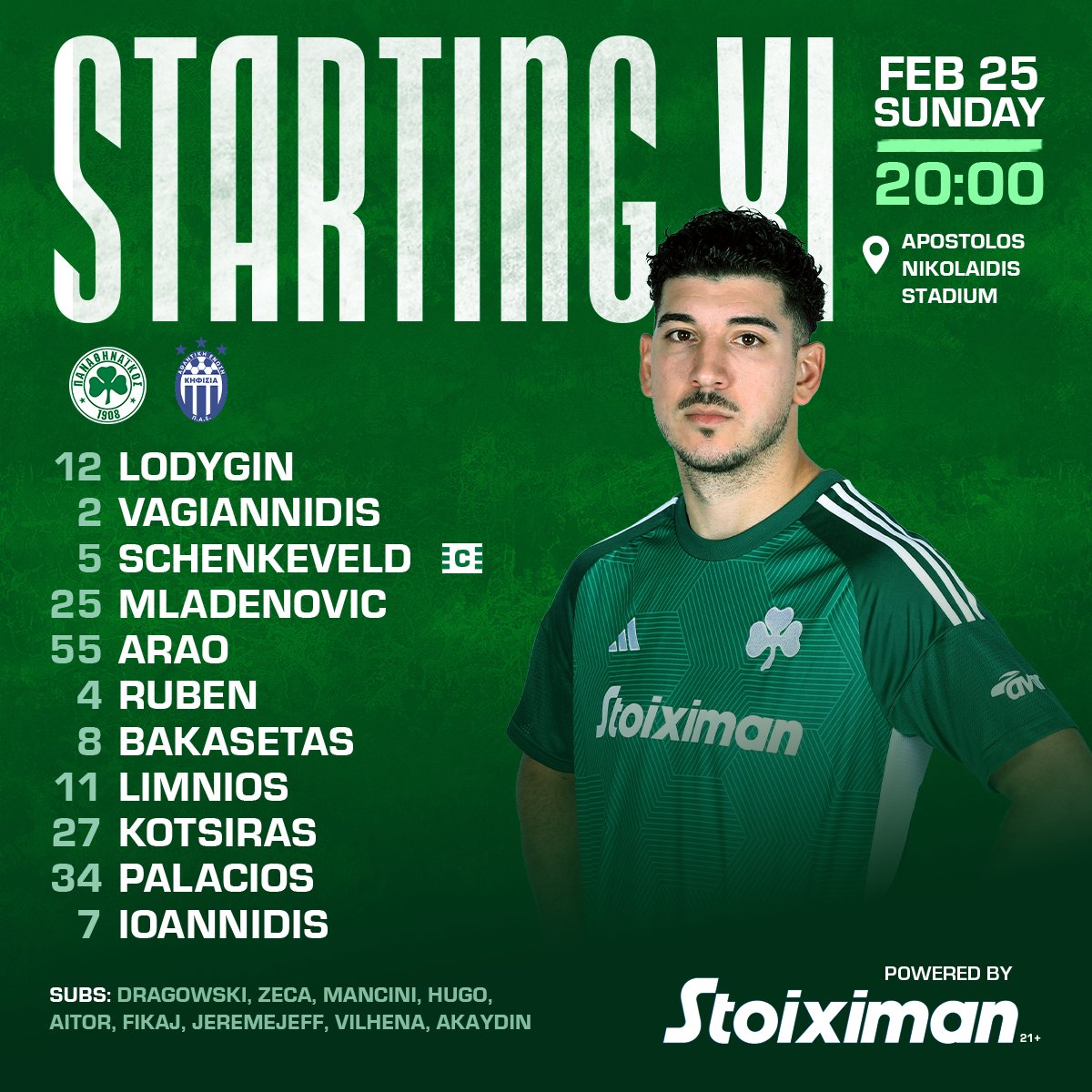 Παναθηναϊκός: Αυτή είναι η ενδεκάδα με Κηφισιά