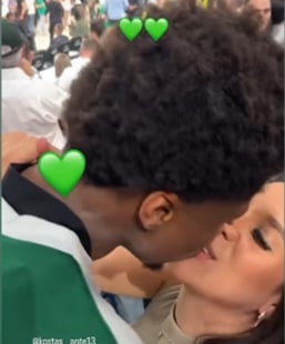 Παναθηναϊκός: Το φιλί - πρόκρισης του Κώστα Αντετοκούνμπο με την σύντροφό του! (pic)