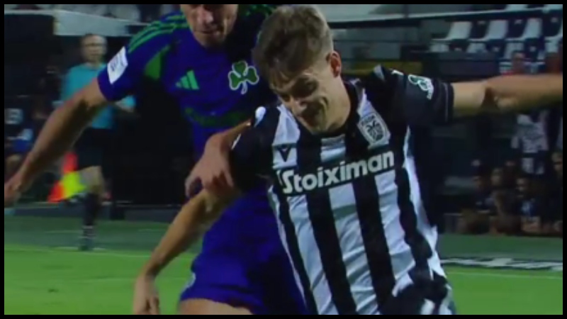 ΠΑΟΚ - Παναθηναϊκός: Ζήτησαν πέναλτι οι γηπεδούχοι σε πτώση του Κωνσταντέλια (vid)