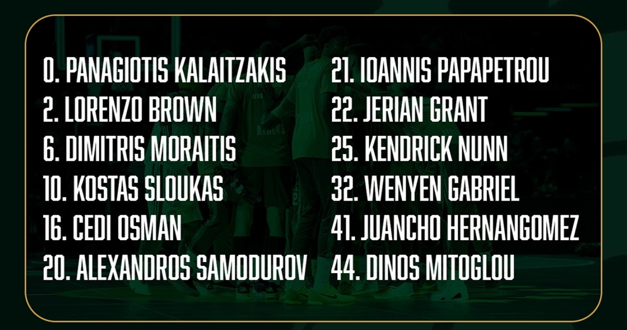 Επίσημο: Η 12αδα του Παναθηναϊκού με Κολοσσό