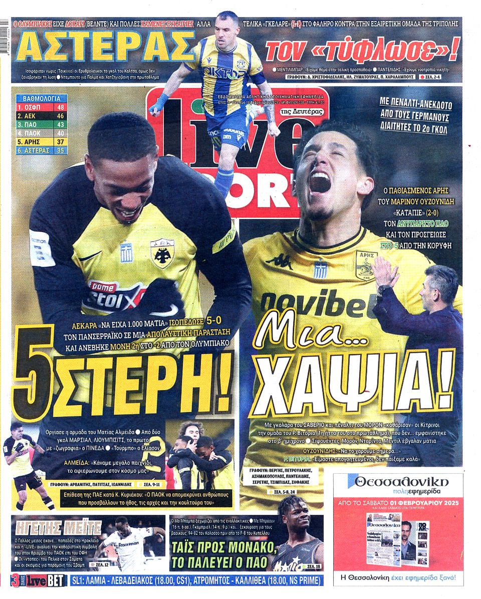 Πρωτοσέλιδα 10/2: Προς Μονακό ο Τάις - Το παλεύει ο Παναθηναϊκός