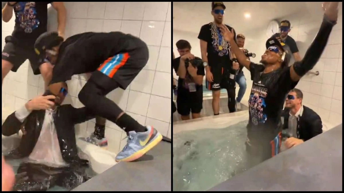 Βίντεο: Ο Σορτς έκανε βουτιά μετά το πρωτάθλημα και αποθεώθηκε με το «MVP, MVP, MVP»