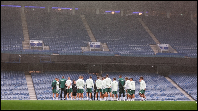Παναθηναϊκός: Προπόνηση στη... βροχή στο Ibrox Stadium