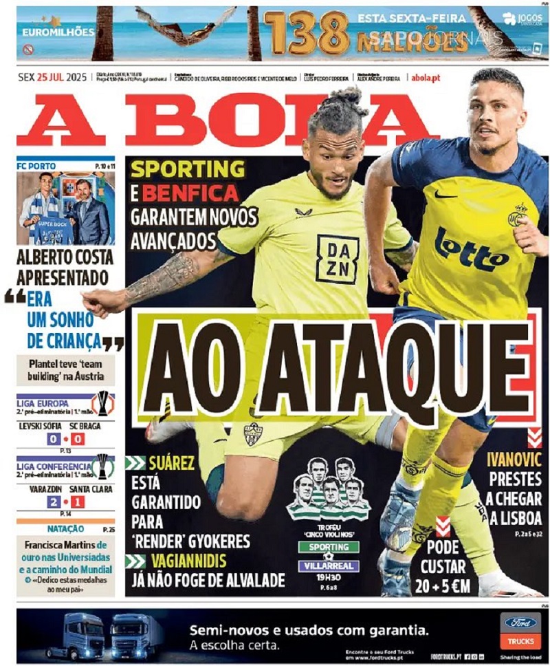 Πρωτοσέλιδο στην A Bola ο Βαγιαννίδης - "Υπογράφει 5ετές - Τόσα θα πάρει ο Παναθηναϊκός"