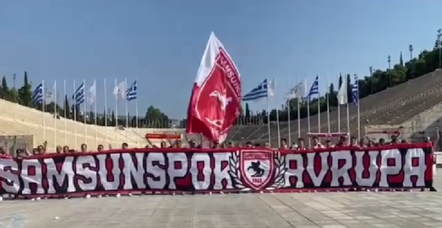 Παναθηναϊκός: Το πανό των οπαδών της Σαμσουνσπόρ στο Καλλιμάρμαρο (vid)