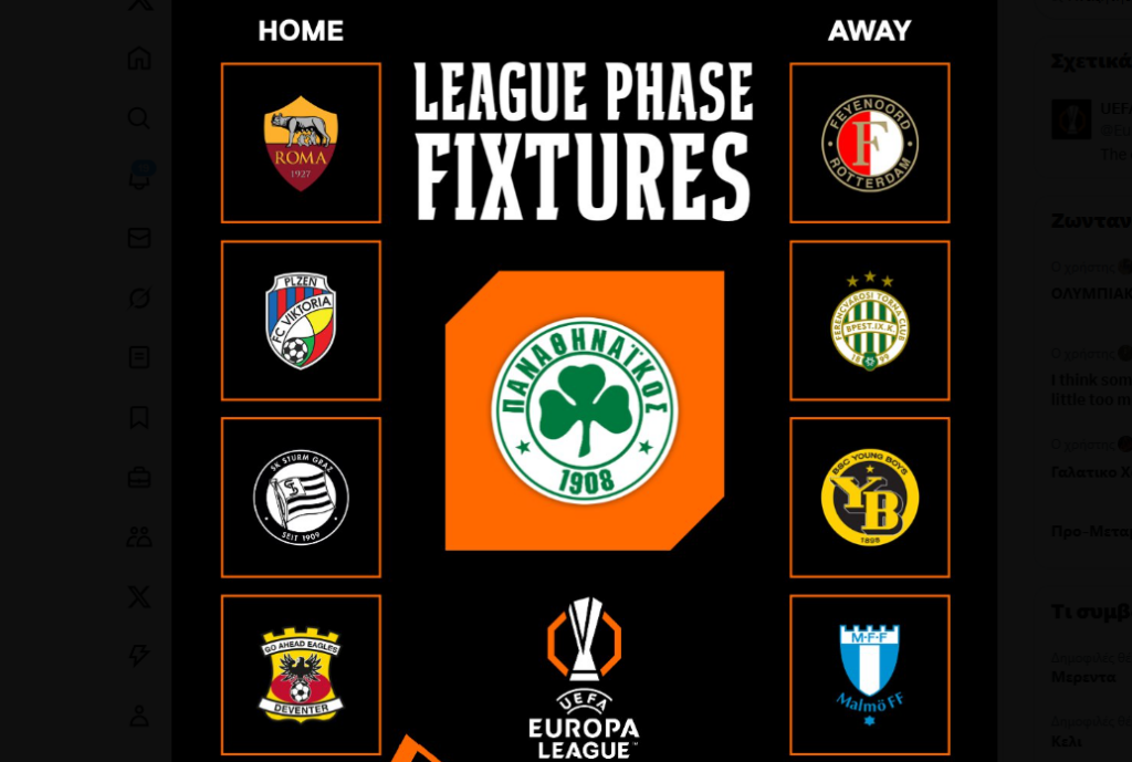 Αλγόριθμος: 23ος ο Παναθηναϊκός στη League Phase, ποιος ο αντίπαλος για την πρόκριση