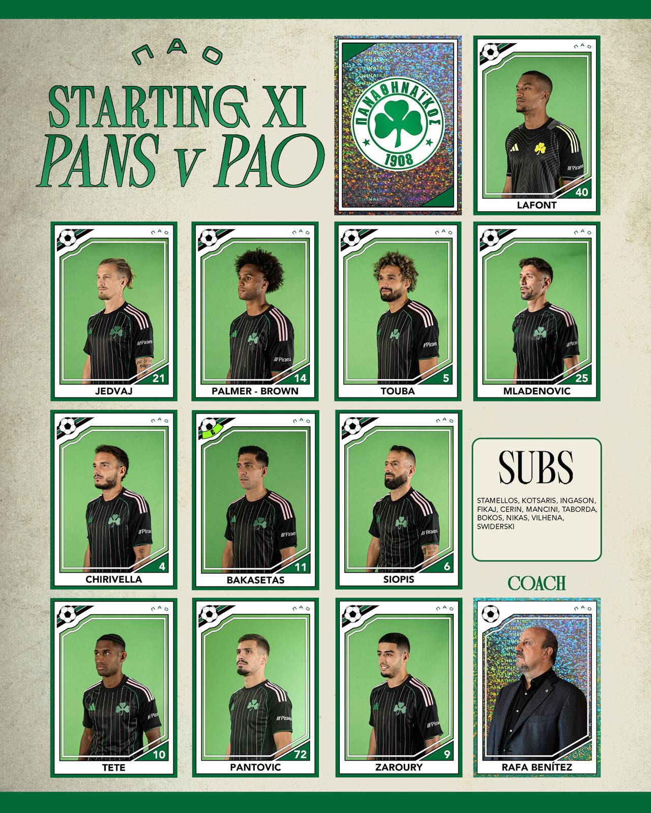 Επίσημο: Η ενδεκάδα του Παναθηναϊκού με τον Πανσερραϊκό