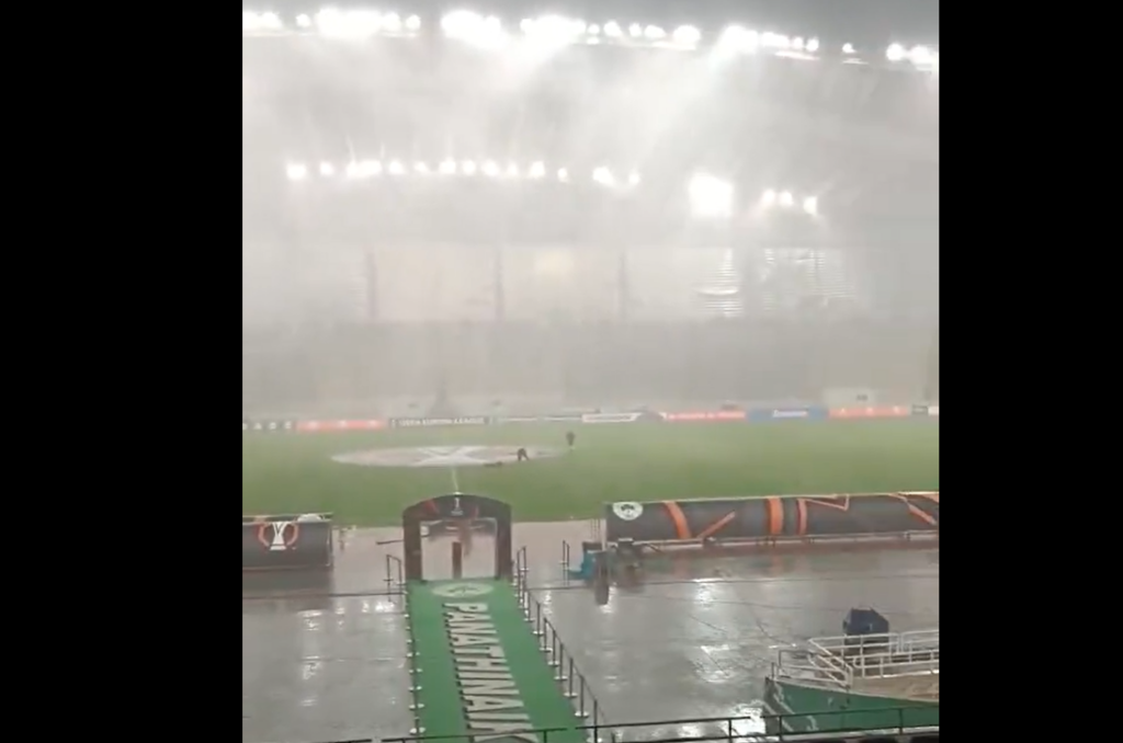 Βίντεο: Καταρρακτώδης βροχή στο ΟΑΚΑ πριν το Παναθηναϊκός – Στουρμ Γκρατς