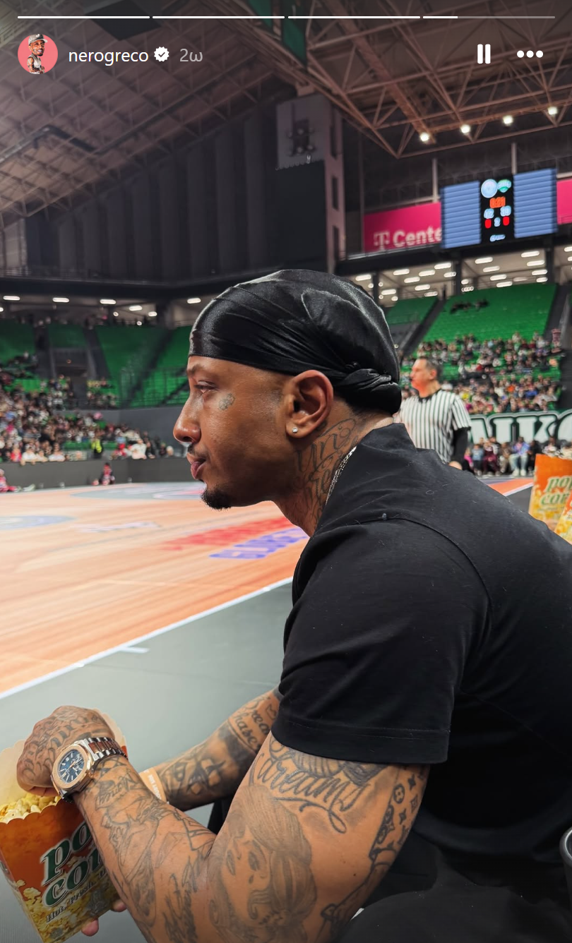 Ο τράπερ Light είδε μπάσκετ στο γήπεδο του Παναθηναϊκού (pic)