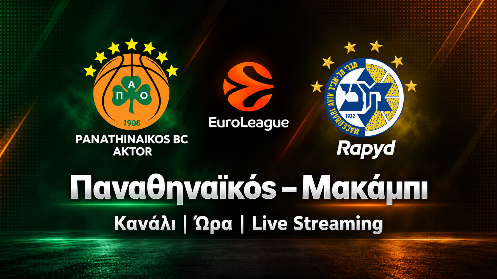 Παναθηναϊκός-Μακάμπι σήμερα: Η ώρα και το κανάλι του αγώνα 2/10
