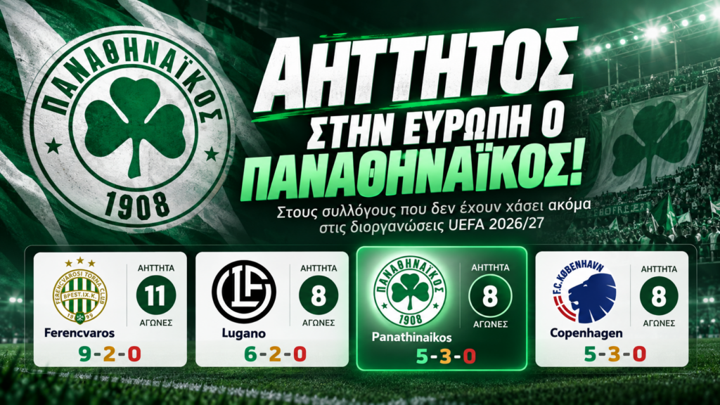 Αήττητος στην Ευρώπη ο Παναθηναϊκός - Μόνο μία ομάδα βρίσκεται μπροστά του!